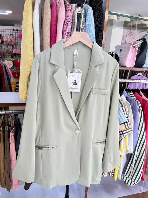 Solid Color Single Breasted Blazer